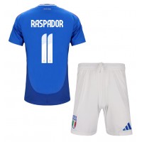 Italy Giacomo Raspadori #11 Replica Home Minikit Euro 2024 Short Sleeve (+ pants)
